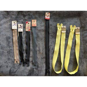 Lot‎ of 7 Vintage NWT/NOS Nylon/Polyester Coil Zippers Multiple Lengths